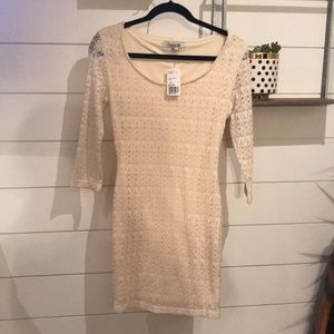 NWT F21 Beige Lace double layer Dress - Medium